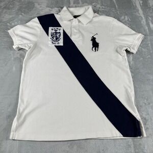 Polo Ralph Lauren RLPC Polo Shirt Big Pony Mens Medium White Smart Casual Preppy